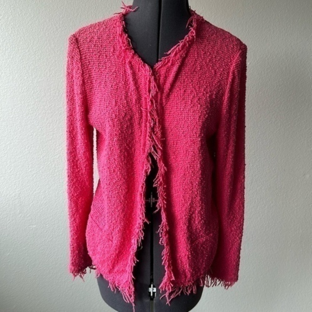 IRO jacket tweed pink raw edge size Medium or 6 open front